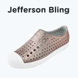 Native Kids Water Shoes in Sparkly Metal Bling/ Shell White